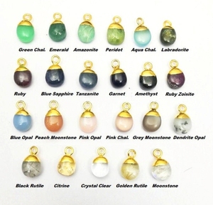 Amazonite naturelle pierre précieuse 8-10mm Tumble or plaqué pendentif bijoux de mode avec propriétés curatives plaqué or - Product Image 3