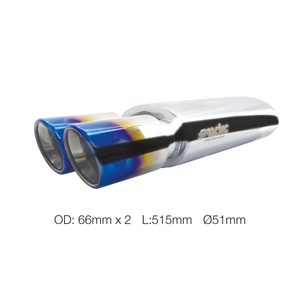 Silenciador redondo de 51 mm de diámetro, doble, de acero inoxidable - Product Image 1