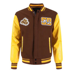 Chaquetas Bomber Varsity de Béisbol para Hombre, Estilo Letterman, Cuello Alto, Logotipo Frontal, Transpirables, de Poliéster/Algodón - Product Image 1