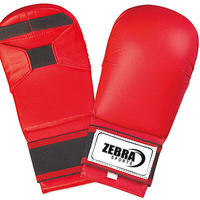 Gants de karaté sparring style WKF sans protection du pouce en cuir PU bleu rouge blanc mitaines d'arts martiaux pour enfants et adultes