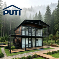 Élégante maison modulaire en conteneur de 40 pieds à double niveau, aménagement de grande pièce, solution d'hébergement pour hôtel et complexe hôtelier