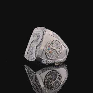 Anillo de Plata de Ley 925 con Letra Personalizada, Diamante Moissanita VVS de Corte Redondo, Chapado en Rodio, Estilo Hip Hop, Lujoso, para Uso Unisex - Product Image 4