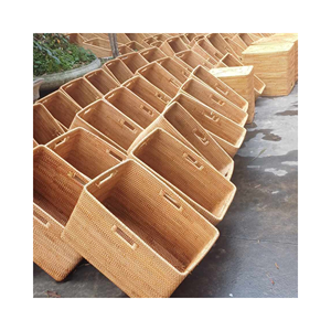 El juego de tejido de ratán natural más vendido de 3 bandejas rectangulares y cuadradas para servir decoraciones para cocina hechas en Vietnam - Product Image 4