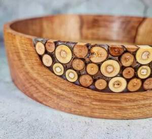 Vente chaude de 2025 bol de service en résine avec bol de service à salade en bois d'acacia bol en bois de teck de fruits pour la maison hôtel service de nourriture - Product Image 5