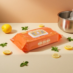 Lingettes nettoyantes pour cuisine Uniquality, 40 lingettes, élimination de la graisse, parfum frais, lingettes humides jetables multi-surfaces pour cuisinière, évier, table - Product Image 3