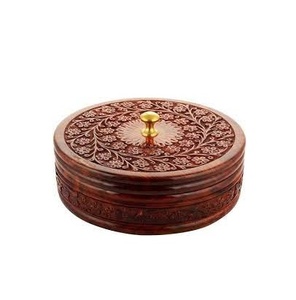 Latest Design <b>Wooden</b> Roti Box with Handle and Lid Round Shape Customized Size and Latest Design <b>Wooden</b> Roti Box - Product Image 2