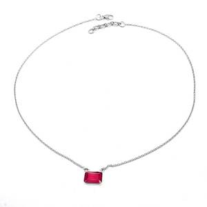 Delicado collar de boda de Plata de Ley 925, diseño Hexagonal, rubí Natural, chapado en rodio, estilo minimalista, regalo perfecto para ella - Product Image 2