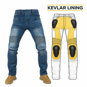 Jean de moto doublé unisexe, coupe slim, respirant, pantalon de protection toutes saisons, style TORQSON, couleurs personnalisables - Product Image 1