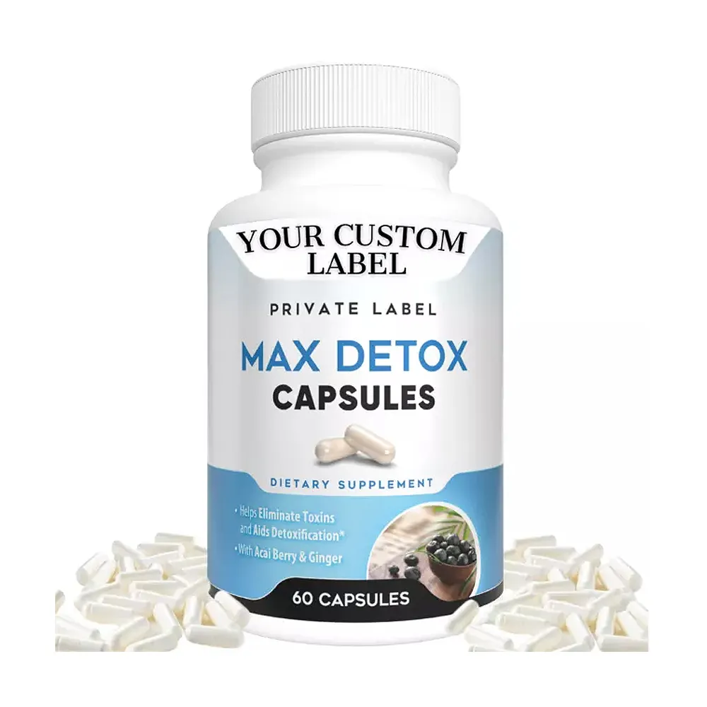 Max Detox by Vox Nutrition Private Label disintossicazione vitamine integratori Acai Berry psillio polvere scivolosa corteccia di olmo Papaya