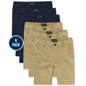 กางเกงขาสั้นผ้าชิโน6แพ็คหลากสีสำหรับเด็กผู้ชายชุดนักเรียนที่สมบูรณ์แบบ - Product Image 3