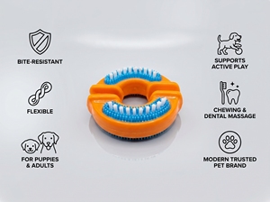 Juguete para Perros Ledu Toys Chew & Brush Squeaky Ring – Juguete de Goma con Cerdas para Masticar y Limpiar los Dientes - Product Image 4