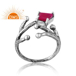 Nuevo diseño elegante anillo de piedras preciosas de Calcedonia Rosa Natural de plata esterlina diseño personalizado joyería para mujer regalo para ella - Product Image 1