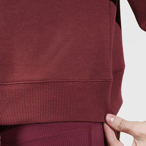 เสื้อสเวตเตอร์แฟชั่นโอเวอร์ไซส์สำหรับผู้หญิงเสื้อลำลองเสื้อฮิปฮอปโอเวอร์ไซส์ผ้าคอตตอนเสื้อสวมหัวสีเบอร์กันดี - Product Image 3