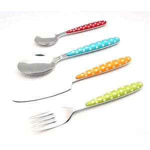 Cubiertos modernos con mango de resina de elección multicolor, cuchillo, tenedor, cuchara, juego de cubiertos de Metal de acero inoxidable Chapado en plata para restaurante - Product Image 1