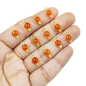 Ensemble de pendentifs pour boucles d'oreilles en cornaline orange avec lunette fantaisie plaquée rhodium pour faire du charme par le fabricant - Product Image 3