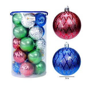 ชุดของตกแต่งคริสต์มาสแบบแขวน 20 ชิ้น ทำจากพลาสติกคุณภาพสูง รูปทรงกลมขนาด 8 ซม. พิมพ์สีเต็มรูปแบบ คละสี - Product Image 2