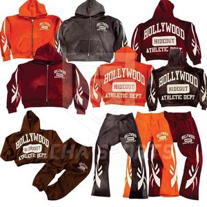 Chándal Vintage con Parche Desgastado Multicolor para Hombre, Chándal con Bordado, Ropa de Calle Acampanada y Sudadera con Capucha - Product Image 6