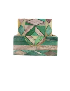 Haute qualité Chevron motif os incrustation thé café caboteur ensemble de 4 pièces caboteur pour boisson café vaisselle caboteur décor à la maison - Product Image 6