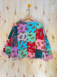 แจ็กเก็ตพิมพ์ลายสัตว์หลากสีเสื้อโค้ทผ้าฝ้ายสำหรับผู้หญิงเสื้อโค้ทผ้าควิลท์ทำด้วยมือใส่กลับด้านได้แจ็คเก็ตพิมพ์ลาย - Product Image 5