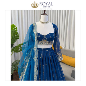 Lehenga Choli de Mujer, la Mejor Calidad en Ventas Mundiales, Georgette Sintética con Trabajo de Hilo y Lentejuelas, Completamente Cosido - Product Image 3