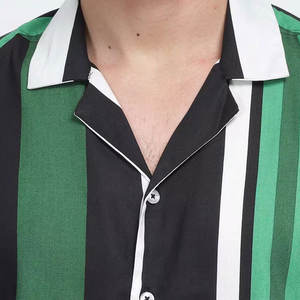 Custom Made <b>Men</b> <b>Cuban</b> Collar <b>Shirts</b> Best Style Casual Wear In All Sizes With Breathable Feature Horn Button Closure - Product Image 4