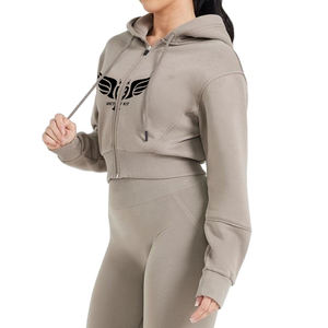 เสื้อฮู้ดพิมพ์ลายซับในเข้ารูปรูดซิปปรับแต่งได้สำหรับผู้หญิงเสื้อผ้าออกกำลังกายระบายอากาศได้ไซส์ใหญ่พิเศษ100% ผ้าฝ้ายฤดูหนาว - Product Image 3