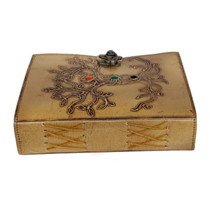 Organiseur de journal en cuir véritable fait à la main, arbre de vie, Terre mère, carnet de croquis gaufré, 8x6 pouces, 120 feuilles, cadeau de fête de la Terre - Product Image 3