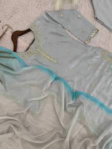 Ensemble Sharara élégant pour occasions festives, Kurti avec travail de paillettes de 9 mm, doublure micro, taille élastique Sharara et dupatta en tulle doux de 2,2 m - Product Image 5