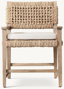 Wooden Armchair <b>Dining</b> <b>Chair</b> with Natural Woven RopeCord - Product Image 5