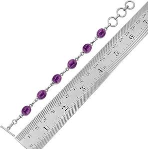 Bracelet fait à la main en argent Sterling massif 925 améthyste indienne Halo plaqué or rhodium Bracelet de Tennis pour femmes pour les cadeaux de fêtes - Product Image 4