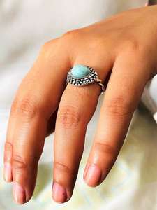 แหวนเงินสเตอร์ลิง925ลาริมาร์สุดหรูสำหรับผู้หญิงเครื่องประดับอัญมณีรักษาอย่างสง่างามแหวนสไตล์โบฮีเมียนไม่เหมือนใคร - Product Image 5