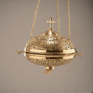 กระถางธูปทองเหลืองสำหรับพิธีกรรมของโบสถ์และการบูชาบูชาออร่าแห่งสวรรค์ - Product Image 3