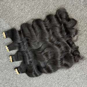 ผมต่อแบบเทปคลื่นธรรมชาติเครื่องไม่ใช้เรมี่ผมสองชั้น Vq - Product Image 4