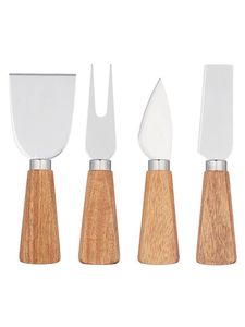 Ensemble de couteaux à fromage en acier inoxydable avec manche en bois, 4 pièces, outil à fromage de luxe pour restaurant, coupe-beurre, vente chaude, couverts - Product Image 2