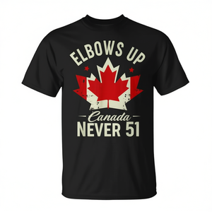 T-Shirt Promozionale con Bandiera Canadese 'Elbows Up Canada Never 51' - Abbigliamento per Sostenere il Paese - Product Image 2