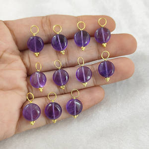 Colgante de amatista febrero Birthstone Tumble Round Charm Round Purple Gemstone Collar para mujer - Product Image 5