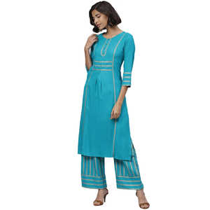 ชุดเคอร์ตาและพาลาซโซพิมพ์ลายสีทองนกเป็ดน้ำ - Product Image 3