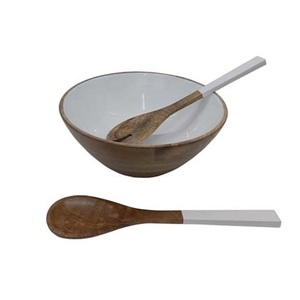 Bol de service de nourriture de forme ronde en bois de conception à la mode émail fini pour la cuisine et les aliments de table et les collations bols de service - Product Image 4