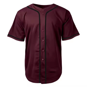 Maillot personnalisé demi-manches vêtements de baseball et softball broderie bouton rayures vente en gros conception graphique sublimé uniformes de softball - Product Image 1