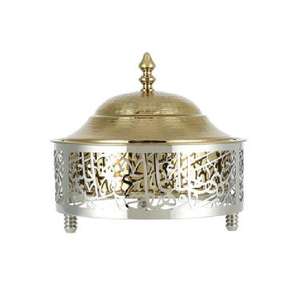 Plato para Calentar Comida de Acero Inoxidable, Color Natural, Diseño Árabe Clásico, Caligrafía Islámica, Plato para Servir Buffet - Product Image 3