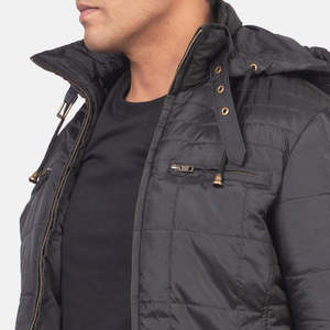 Veste coupe-vent matelassée noire à capuche Alps, style streetwear décontracté, avec tissu tissé de haute qualité, fermeture éclair réversible, tailles XS à 6XL - Product Image 6
