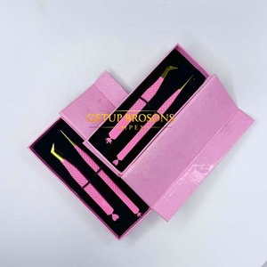 Pinzas para Extensión de Pestañas Getup Brosons Impex de Acero Inoxidable con Punta Curva Aislante, Antimagnéticas, Duraderas, con Punta Rosa Dorada - Product Image 6