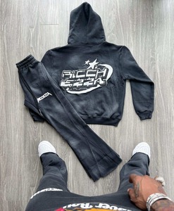 Ensemble survêtement à fermeture éclair sur mesure pour hommes, sweat à capuche et pantalon de survêtement unisexe, survêtement à impression bouffante - Product Image 2