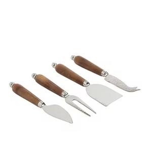 Ensemble de 3 couteaux à fromage en acier inoxydable avec manche en bois utilisés pour les outils à fromage couverts pour le petit-déjeuner - Product Image 2