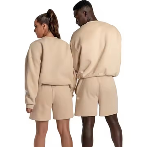 New Arrival Embroidery Logo top manufacturer Fleece Two Piece <b>Shorts</b> Set design your own style OEM unisex Breathable Tracksuits - Product Image 2