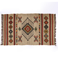 Hand gewebte natürliche Jute Kelim Teppiche Böhmisches türkisches Design Wolle Jute Teppiche Home Decorative Custom Size Indien Zimmertür Dekoration