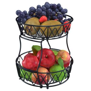 Corbeille à fruits ronde moderne de luxe en métal à 2 niveaux paniers à fruits en acier inoxydable stockage et conteneur de nourriture - Product Image 1