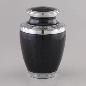 Urne de crémation en aluminium argenté noir cendres humaines adultes enterrement funéraire souvenir commémoratif décoratif conteneur de cendres personnalisé - Product Image 1