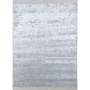 Alfombra Rectangular Kavi Gris y Negra, Tejida a Mano con Lana y Seda de Bambú, Diseño Teoría del Caos, Estilo Boho, para Hogar y Pasillo - Esk-328 - Product Image 1