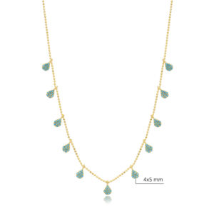 Pera corte turquesa CZ piedra bola cadena diseño coctelera collar venta al por mayor hecho a mano turco 925 joyería de plata esterlina - Product Image 2